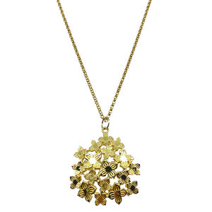 Garden inspired hydrangea cluster pendant on adjustable chain_m donohue collection