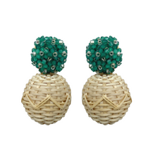 Load image into Gallery viewer, Delicate green flower cluster posts with woven rattan ball_m donohue collection
