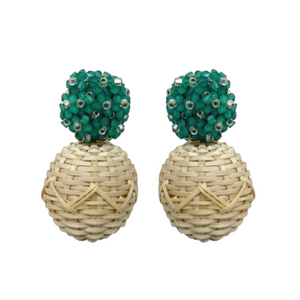 Delicate green flower cluster posts with woven rattan ball_m donohue collection