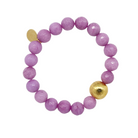 Stretch bracelet with lilac jade gemstones and gold plated copper bead_m donohue collection