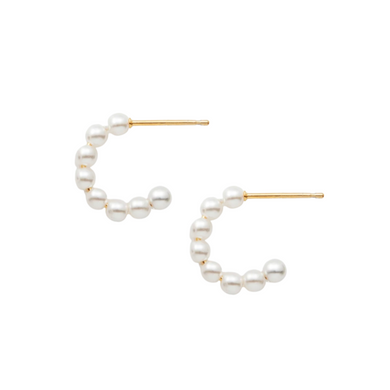 Darling 14k gold plated mini pearl hoops_m donohue collection
