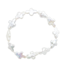 Load image into Gallery viewer, Freshwater pearl cross stretch bracelet for girls_m donohue collection