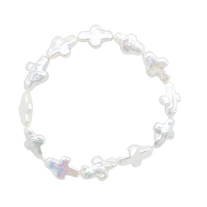 Freshwater pearl cross stretch bracelet for girls_m donohue collection