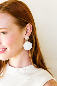 Model wears Grace Shell earring_m donohue collection