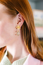 Load image into Gallery viewer, Model wears Cecile Green Quartz drop earrings_m donohue collection