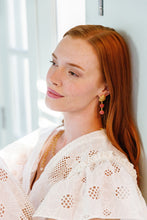 Load image into Gallery viewer, Model is wearing Jardin Pink Jade Drop Earrings_m donohue collection