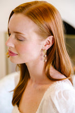 Load image into Gallery viewer, Model is wearing Remy Morganite Drop Earrings_m donohue collection