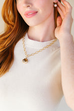 Load image into Gallery viewer, Model wears the Annabelle Shell Locket necklace_ m donohue collection