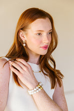 Load image into Gallery viewer, Model is wearing Remy Pearl Earrings_m donohue collection