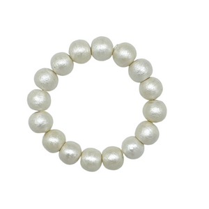 Lightweight vintage style cotton pearl stretch bracelet_m donohue collection