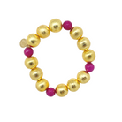 Stretch bracelet with gold-plated copper beads and gemstone beads_m donohue collection