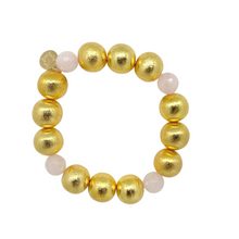 Load image into Gallery viewer, Stretch bracelet with gold-plated copper beads and gemstone beads_m donohue collection