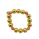 Stretch bracelet with gold-plated copper beads and gemstone beads_m donohue collection