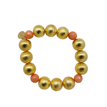 Load image into Gallery viewer, Stretch bracelet with gold-plated copper beads and gemstone beads_m donohue collection