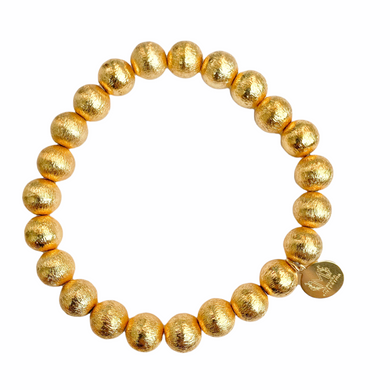 8mm gold plated copper bead stretch bracelet_m donohue collection
