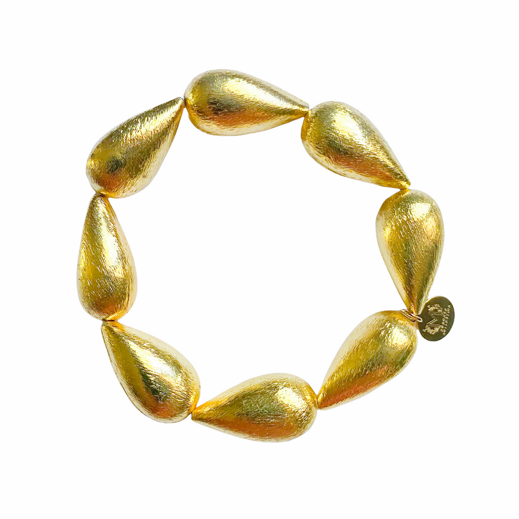 Gold-plated copper teardrop bead stretch bracelet_m donohue collection