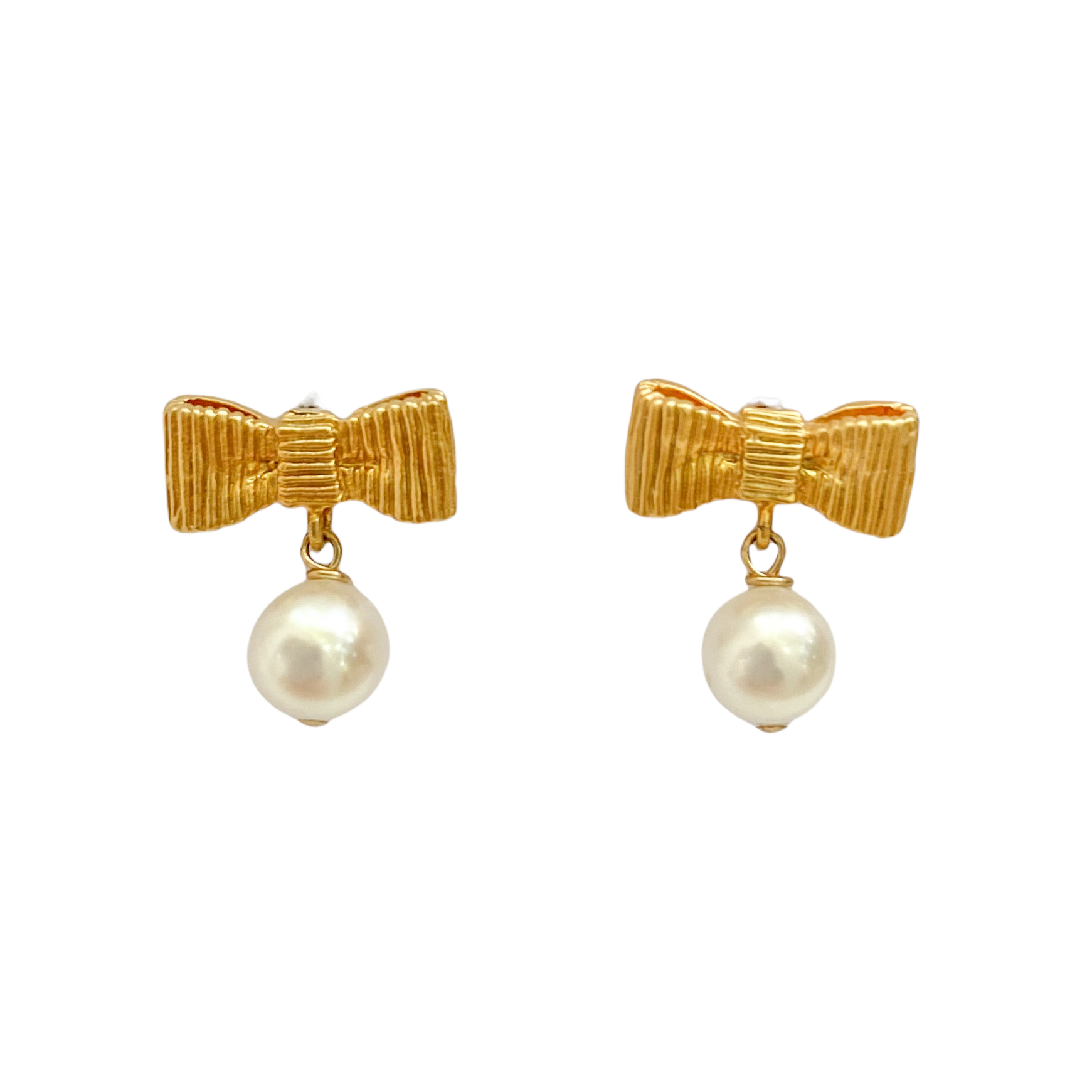 Little Bow Earrings Gold & Pearl – M Donohue Collection