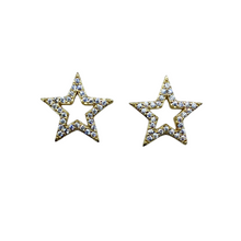Load image into Gallery viewer, Gold-plated pave star posts_m donohue collection