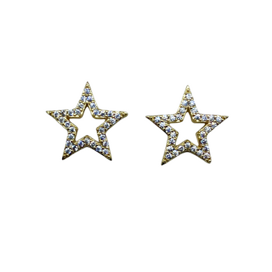 Gold-plated pave star posts_m donohue collection
