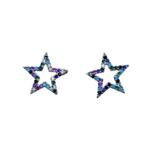 Load image into Gallery viewer, Multicolored silver-plated pave star posts_m donohue collection