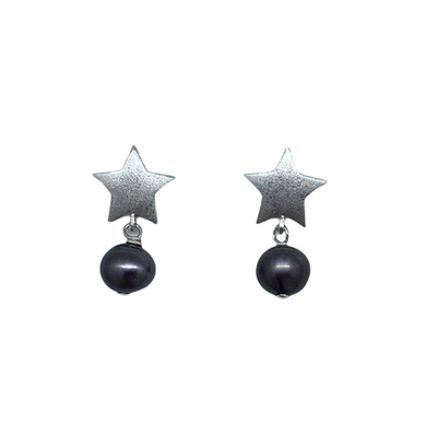 Silver-plated star post with blue freshwater pearl drop_m donohue collection