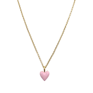 Little Enamel Heart Necklace in Pink_m donohue collection