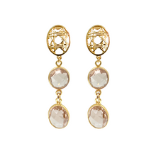 Load image into Gallery viewer, 18k gold-plated brass woven posts with Morganite drops_m donohue collection