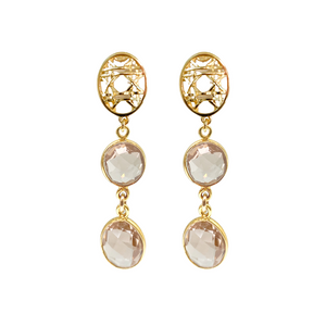 18k gold-plated brass woven posts with Morganite drops_m donohue collection