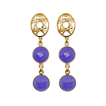 Load image into Gallery viewer, 18k gold-plated brass woven posts with purple jade drops_m donohue collection