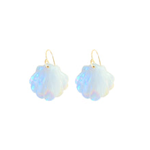 Load image into Gallery viewer, Carved mother of pearl seashell drop on 14k gold fill hooks_m donohue collection