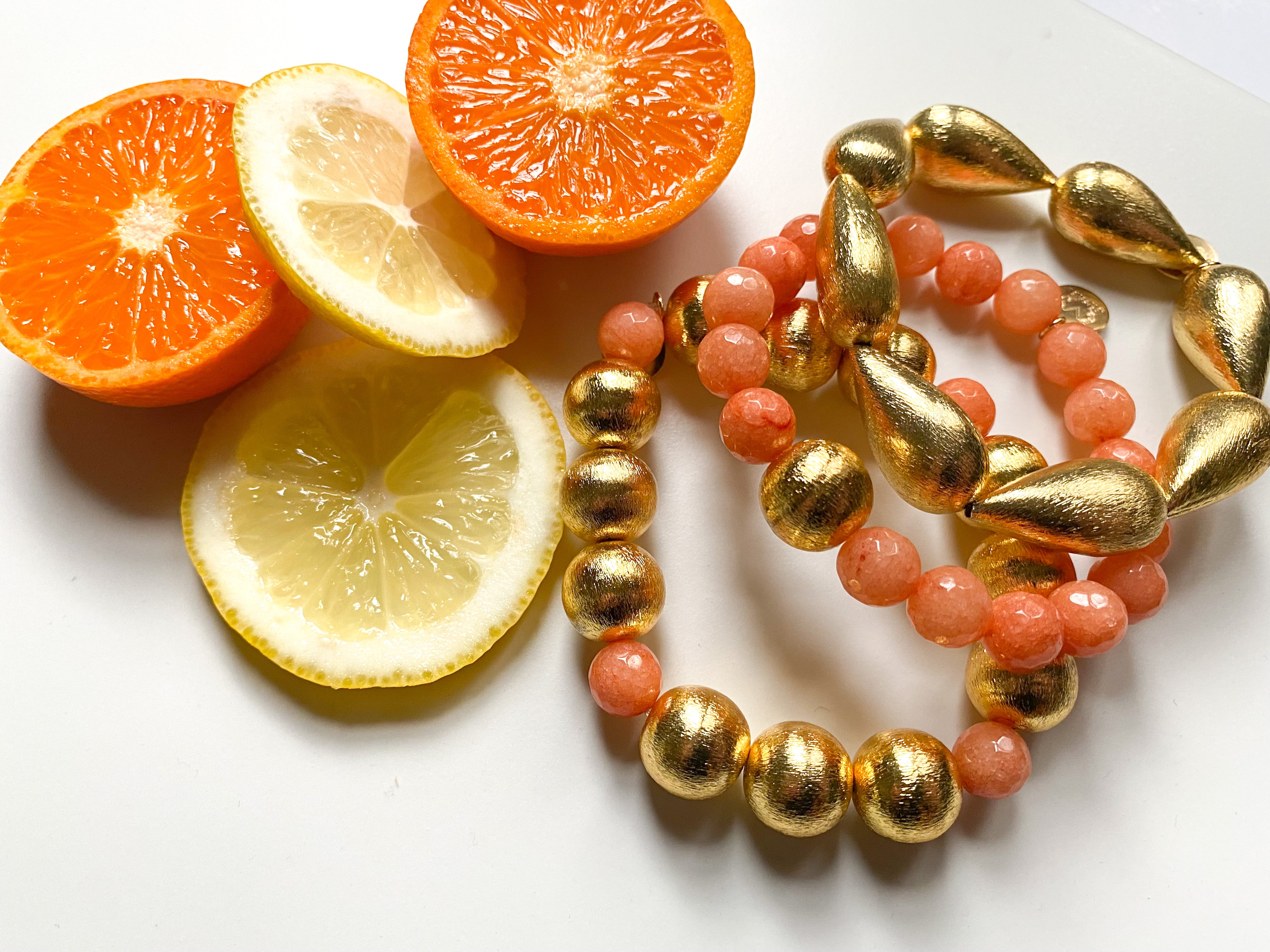 Pamela Gold & Tangerine Bracelet displayed with citrus_m donohue collection