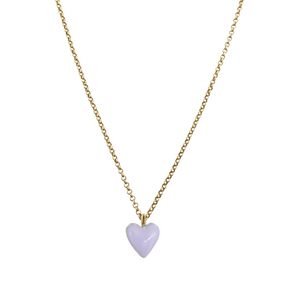 Little Enamel Heart Necklace in Lavender_m donohue collection